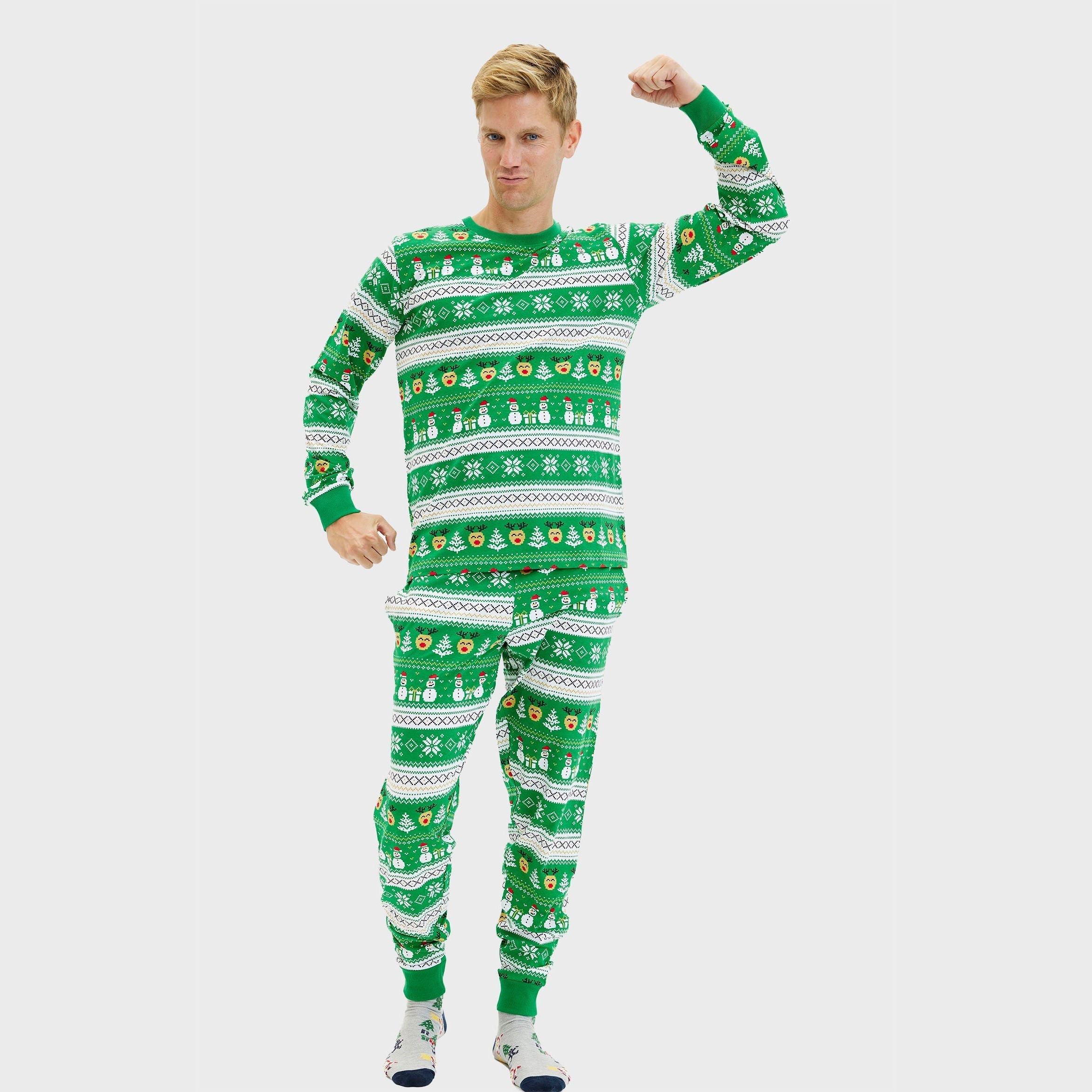 Ultimativer Weihnachtspyjama grün – Herren.